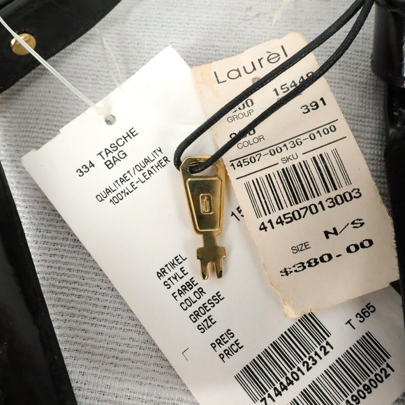 Laurel Bag Handbag Womens Black Patent Leather Suede Portfolio Vintage - Picture 3 of 11